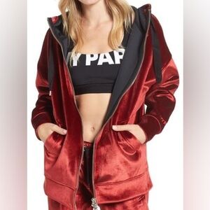 Ivy park Velvet oversized zip up hoodie chili red Small
